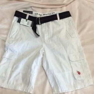 USPA Boys White Cargo Shorts